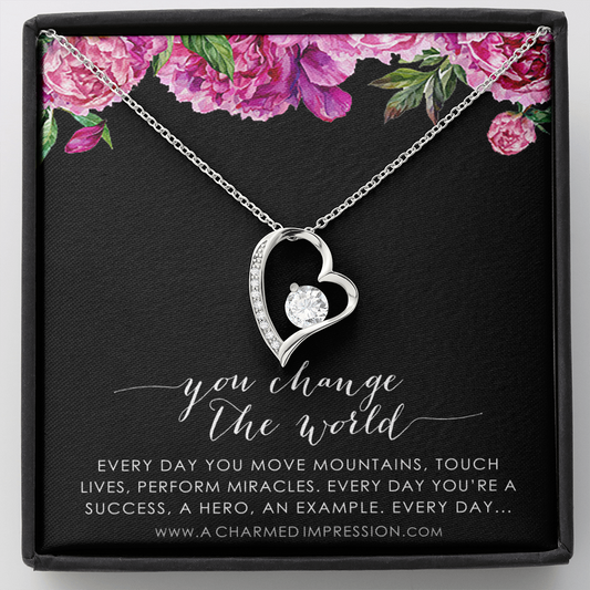 You Change the World, Nurse Appreciation Gift Necklace, Nurse Graduation, Nurse Week Jewelry, Practitioner, Nurse Retirement, Nurse Jewelry