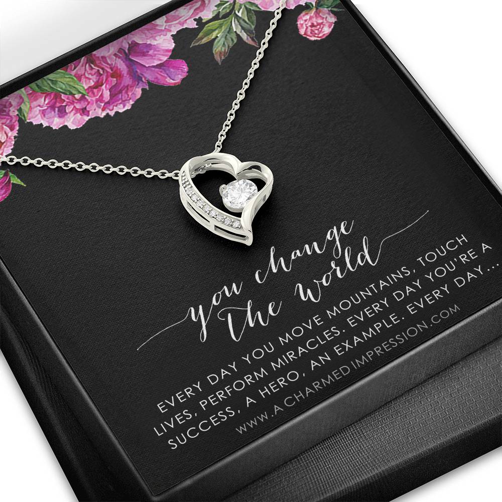 You Change the World, Nurse Appreciation Gift Necklace, Nurse Graduation, Nurse Week Jewelry, Practitioner, Nurse Retirement, Nurse Jewelry