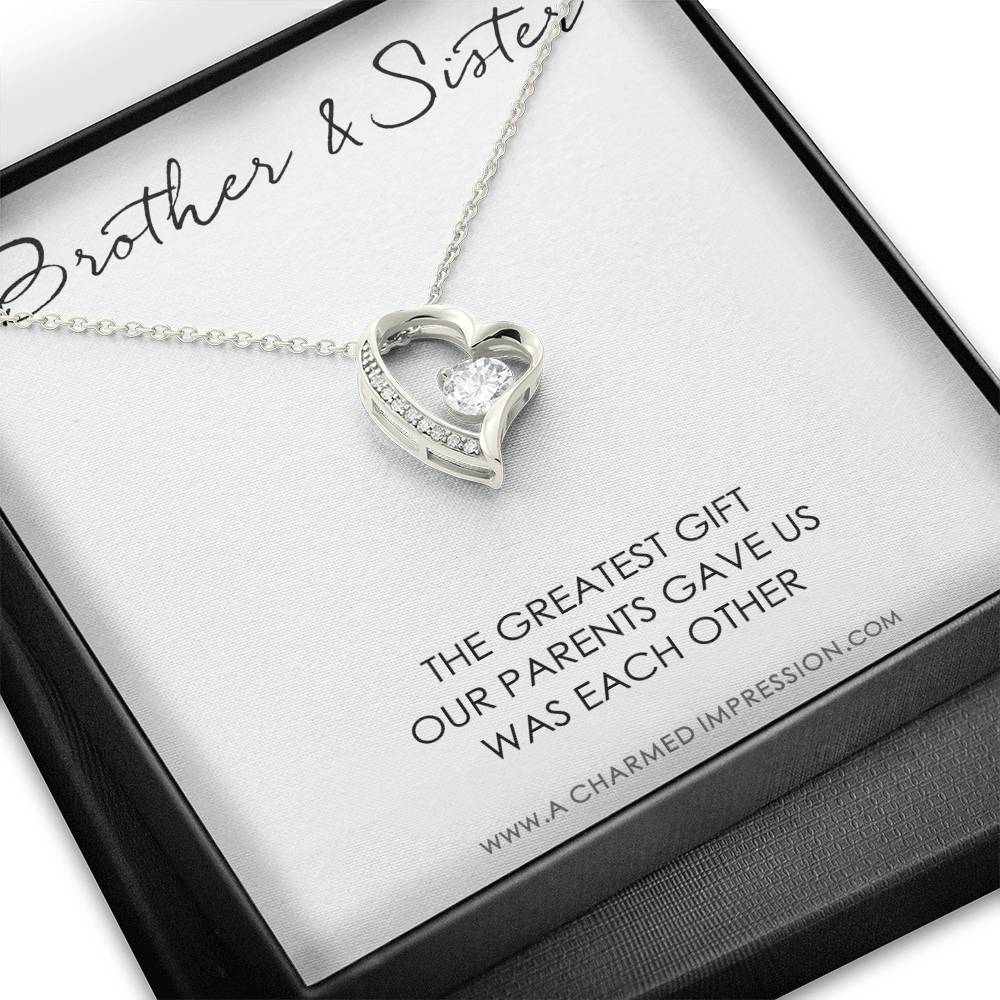 Sister Gift From Brother, Necklace For Little Sister, Interlocking Heart Necklace For Sister, Sister & Brother Necklace, Sister's Gift