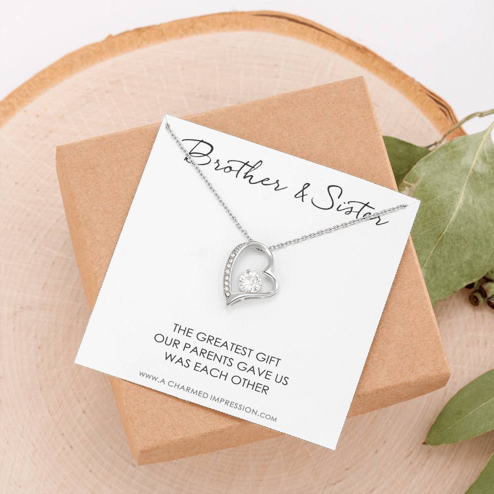 Sister Gift From Brother, Necklace For Little Sister, Interlocking Heart Necklace For Sister, Sister & Brother Necklace, Sister's Gift