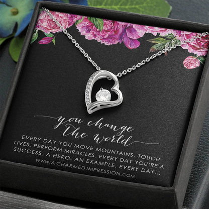 You Change the World, Nurse Appreciation Gift Necklace, Nurse Graduation, Nurse Week Jewelry, Practitioner, Nurse Retirement, Nurse Jewelry