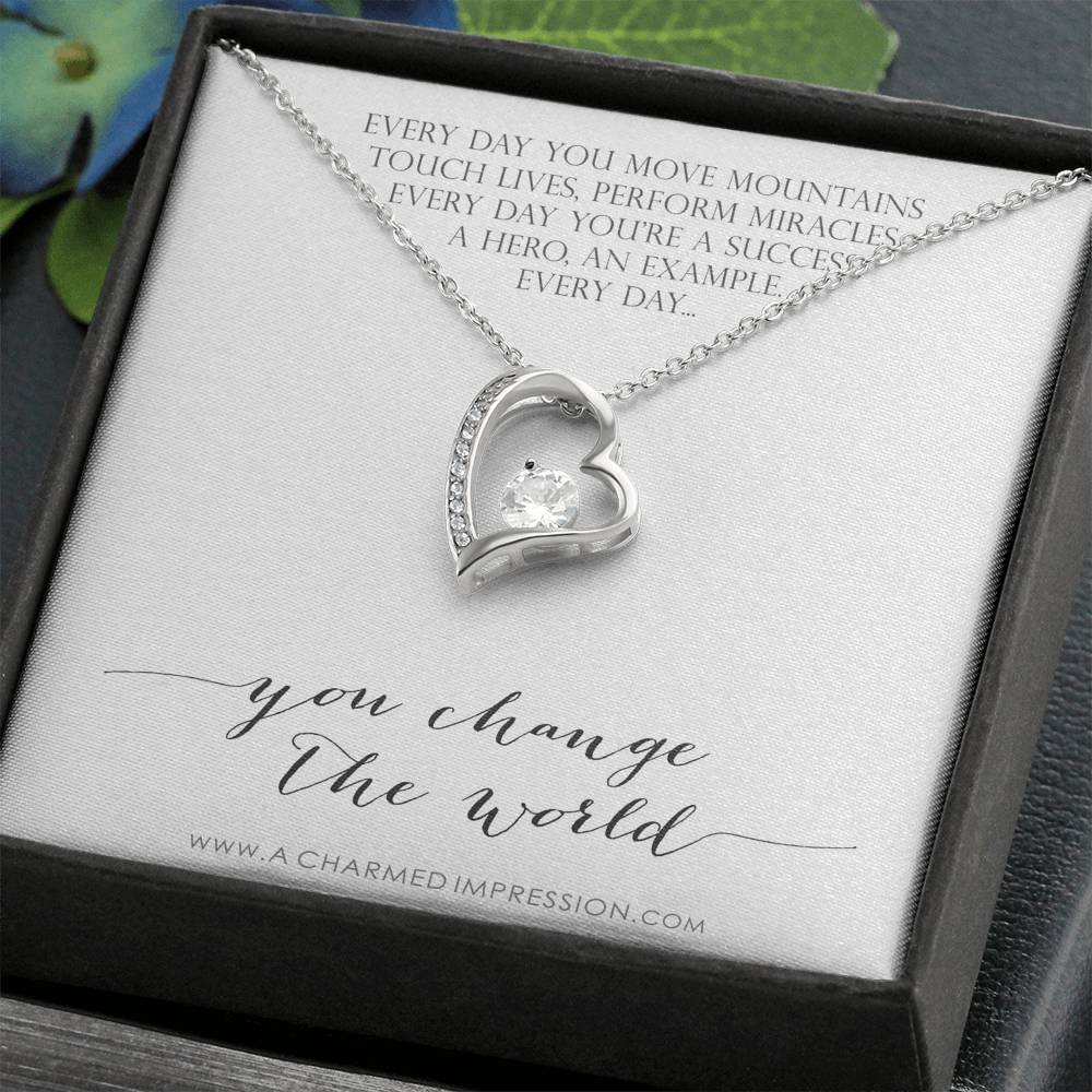 You Change the World, Nurse Appreciation Gift Necklace, Nurse Graduation, Nurse Week Jewelry, Practitioner, Nurse Retirement, Nurse Jewelry