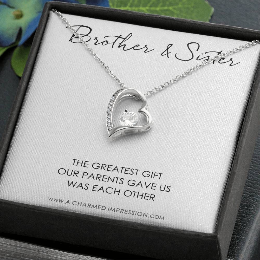 Sister Gift From Brother, Necklace For Little Sister, Interlocking Heart Necklace For Sister, Sister & Brother Necklace, Sister's Gift