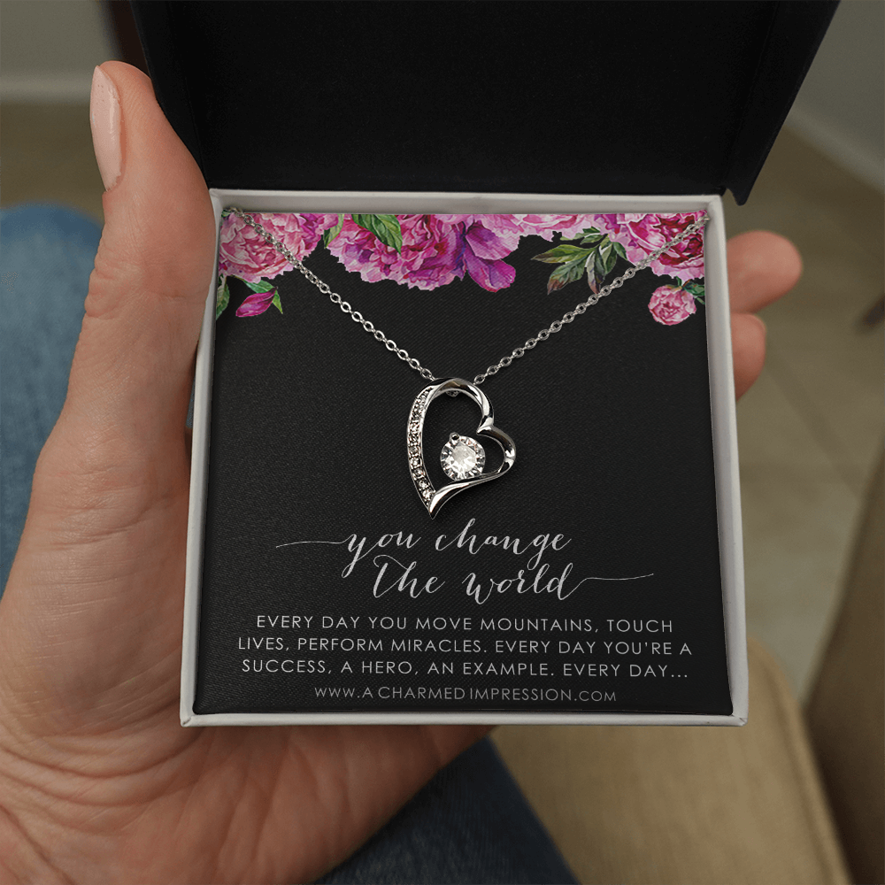 You Change the World, Nurse Appreciation Gift Necklace, Nurse Graduation, Nurse Week Jewelry, Practitioner, Nurse Retirement, Nurse Jewelry