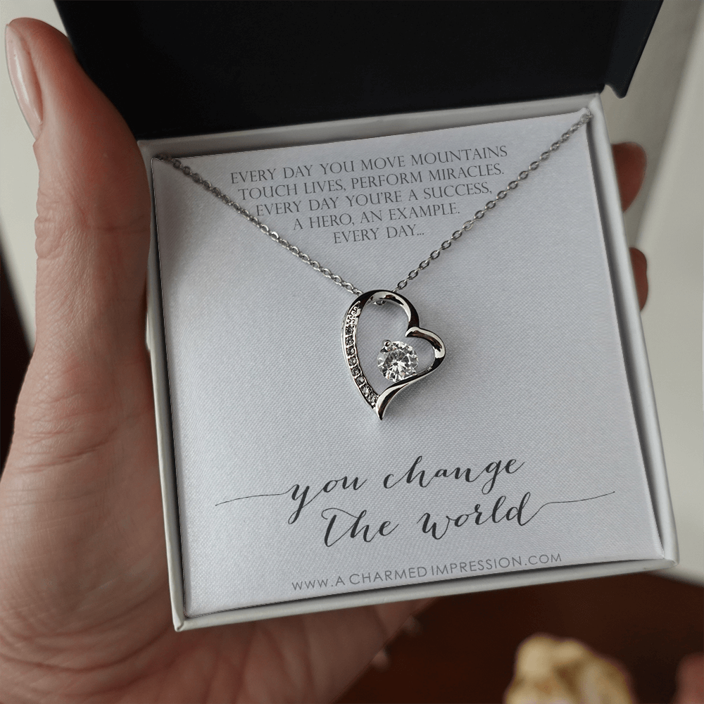 You Change the World, Nurse Appreciation Gift Necklace, Nurse Graduation, Nurse Week Jewelry, Practitioner, Nurse Retirement, Nurse Jewelry