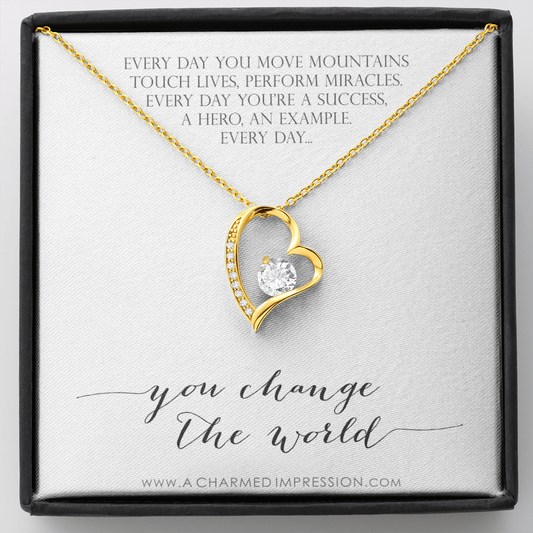 You Change the World, Nurse Appreciation Gift Necklace, Nurse Graduation, Nurse Week Jewelry, Practitioner, Nurse Retirement, Nurse Jewelry