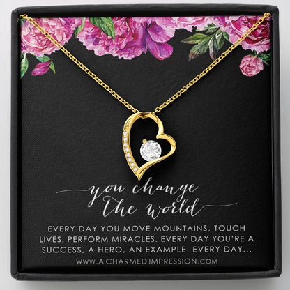 You Change the World, Nurse Appreciation Gift Necklace, Nurse Graduation, Nurse Week Jewelry, Practitioner, Nurse Retirement, Nurse Jewelry
