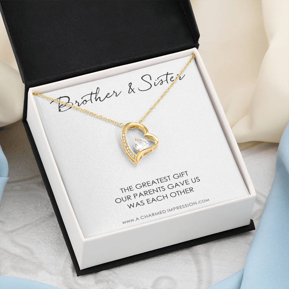 Sister Gift From Brother, Necklace For Little Sister, Interlocking Heart Necklace For Sister, Sister & Brother Necklace, Sister's Gift