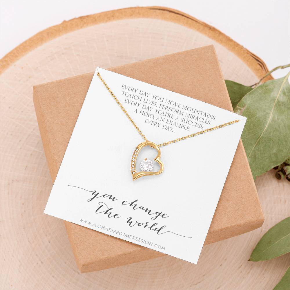 You Change the World, Nurse Appreciation Gift Necklace, Nurse Graduation, Nurse Week Jewelry, Practitioner, Nurse Retirement, Nurse Jewelry