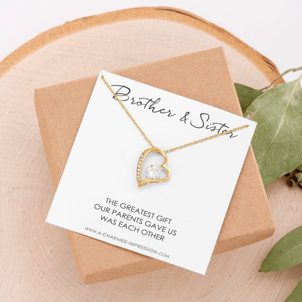 Sister Gift From Brother, Necklace For Little Sister, Interlocking Heart Necklace For Sister, Sister & Brother Necklace, Sister's Gift