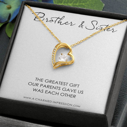Sister Gift From Brother, Necklace For Little Sister, Interlocking Heart Necklace For Sister, Sister & Brother Necklace, Sister's Gift