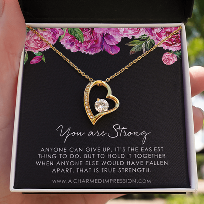 Strength Necklace, Depression, Mental Health, Cancer Survivor Necklace, Breast Cancer Survivor, Infertility Miscarry Gift, Fertility Wish