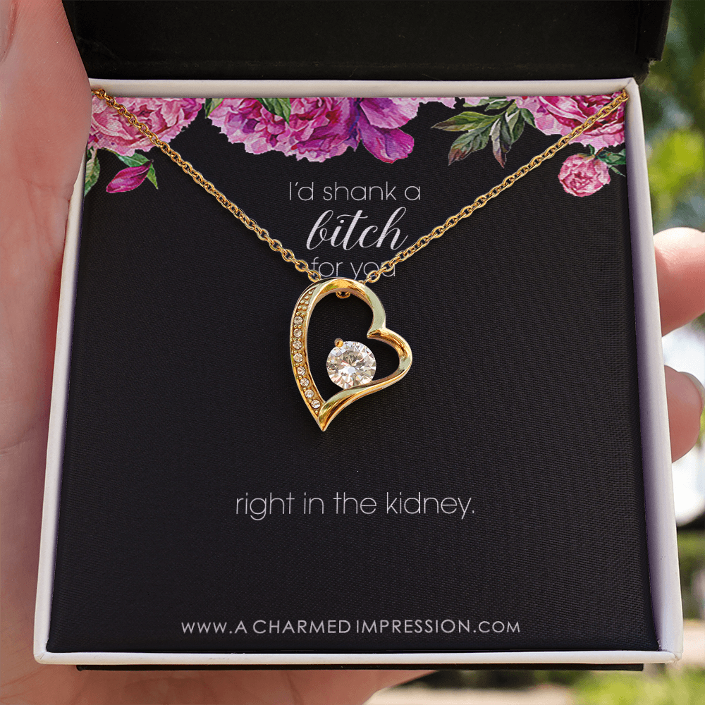 Funny Best Friend Necklace, Funny Sister Gift, Funny CoWorker Gift, Friendship Necklace, I Would Shank a Bitch