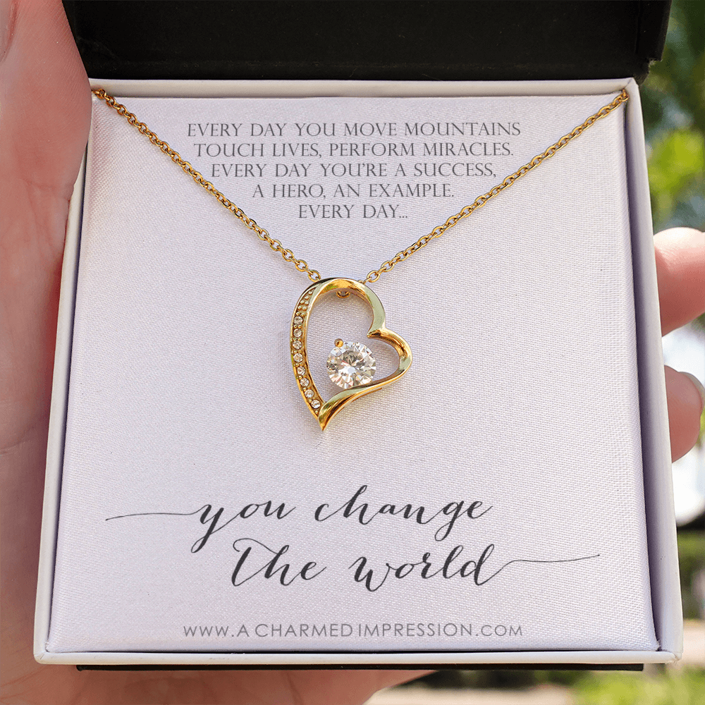 You Change the World, Nurse Appreciation Gift Necklace, Nurse Graduation, Nurse Week Jewelry, Practitioner, Nurse Retirement, Nurse Jewelry