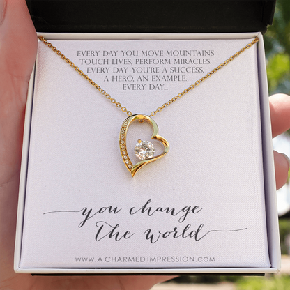 You Change the World, Nurse Appreciation Gift Necklace, Nurse Graduation, Nurse Week Jewelry, Practitioner, Nurse Retirement, Nurse Jewelry