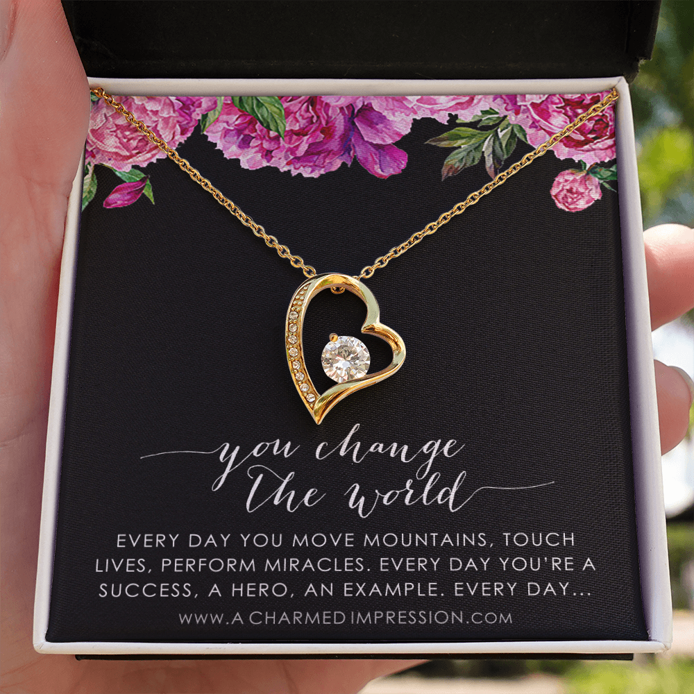 You Change the World, Nurse Appreciation Gift Necklace, Nurse Graduation, Nurse Week Jewelry, Practitioner, Nurse Retirement, Nurse Jewelry