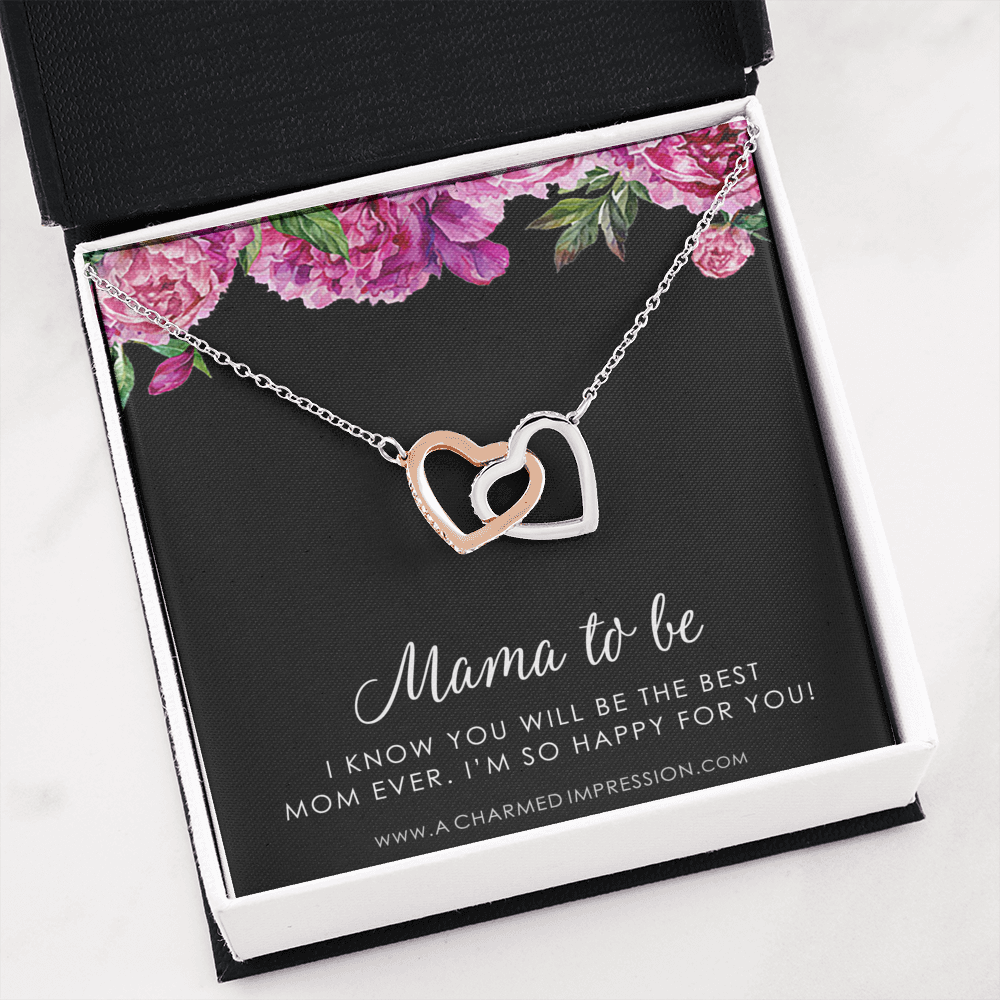 Congratulations Gifts for New Mom, Mama To Be Gifts, Expecting Mothers Necklace, Mommy Jewelry, Baby Shower, Adoption Gifts, Best Mom Ever, Interlocking Hearts