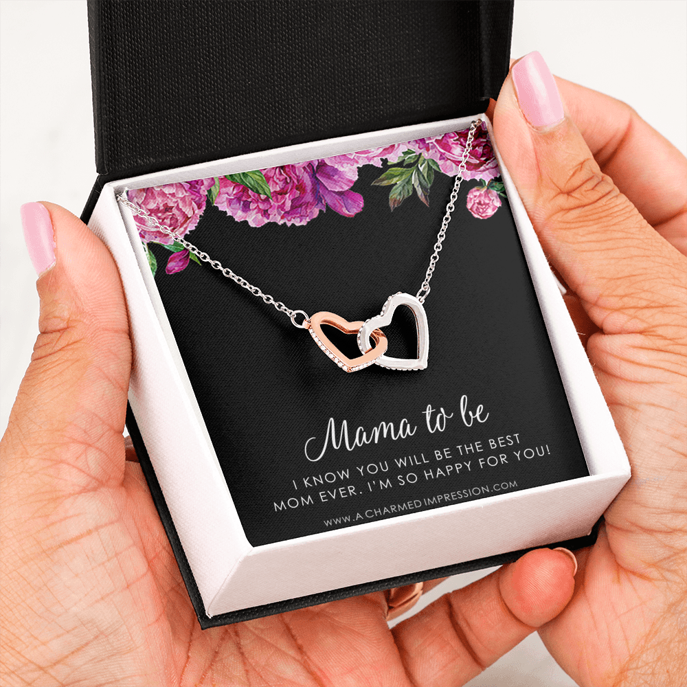 Congratulations Gifts for New Mom, Mama To Be Gifts, Expecting Mothers Necklace, Mommy Jewelry, Baby Shower, Adoption Gifts, Best Mom Ever, Interlocking Hearts