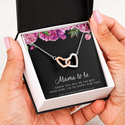 Congratulations Gifts for New Mom, Mama To Be Gifts, Expecting Mothers Necklace, Mommy Jewelry, Baby Shower, Adoption Gifts, Best Mom Ever, Interlocking Hearts