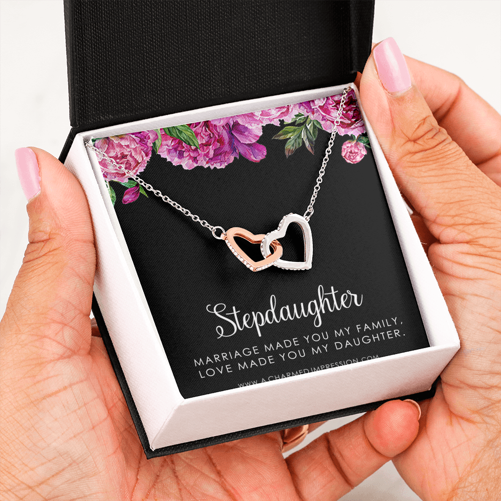 Stepdaughter Gifts from Stepmom Stepdad, Birthday Gifts for Daughter from Mom Dad, Stepdaughter Necklace, Unbiological Daughter Gift