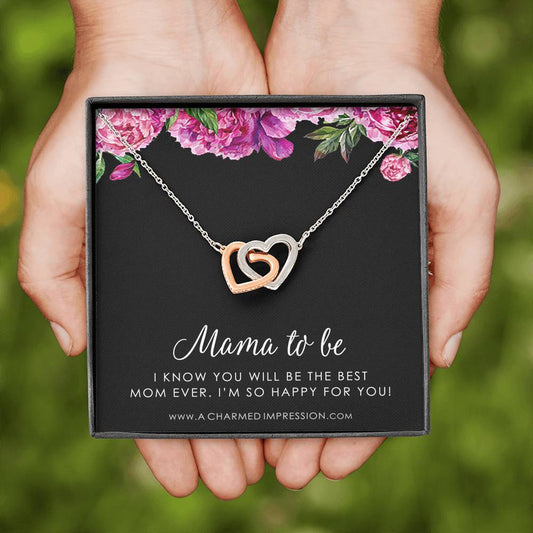 Congratulations Gifts for New Mom, Mama To Be Gifts, Expecting Mothers Necklace, Mommy Jewelry, Baby Shower, Adoption Gifts, Best Mom Ever, Interlocking Hearts