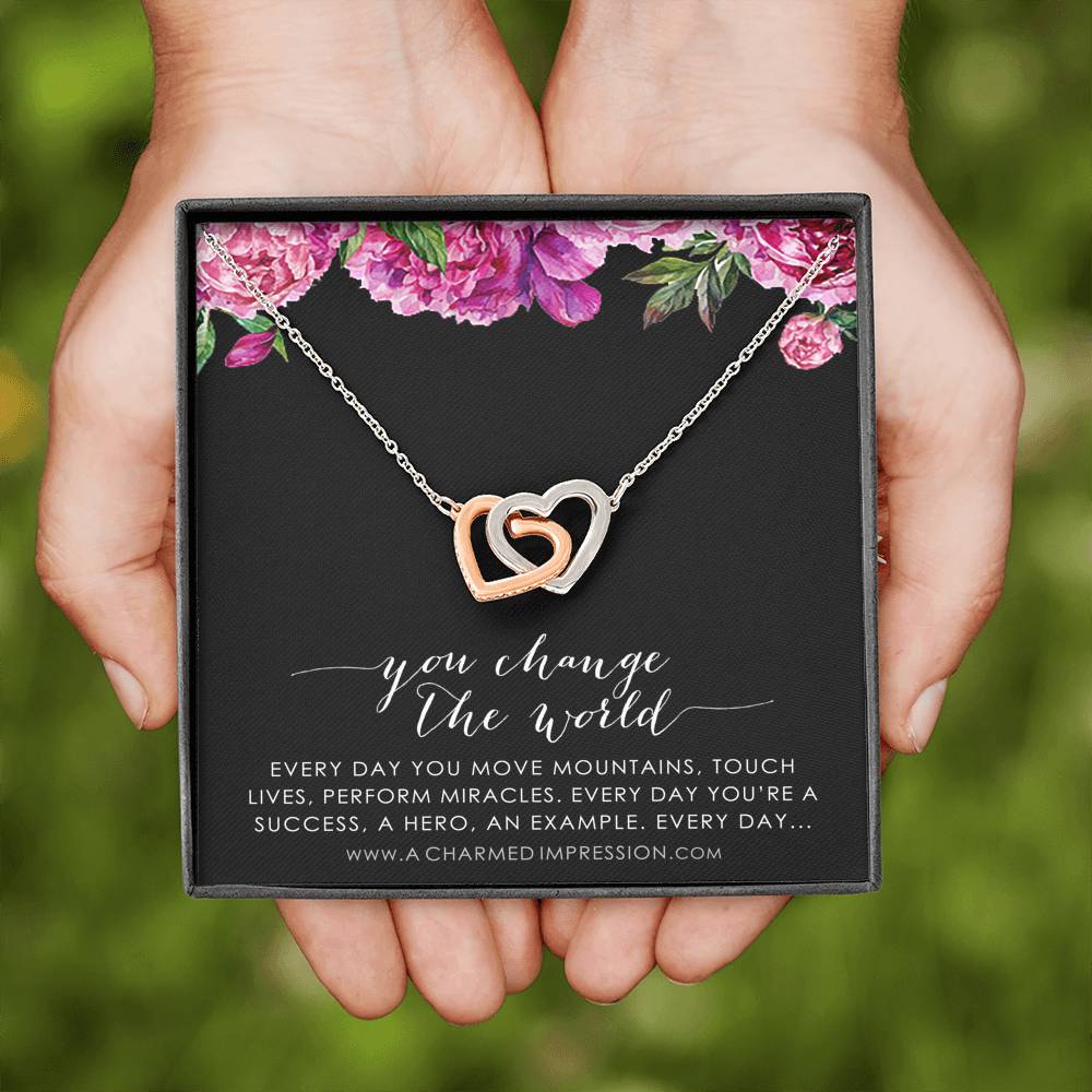 You Change the World, Nurse Appreciation Gift Necklace, Nurse Graduation, Nurse Week Jewelry, Practitioner, Nurse Retirement, Nurse Jewelry