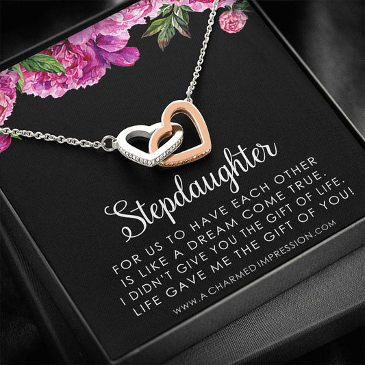 Stepdaughter Gifts from Stepmom Stepdad, Birthday Gifts for Daughter from Mom Dad, Stepdaughter Necklace, Unbiological Daughter Gift