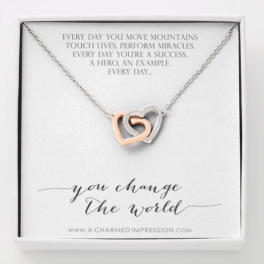 You Change the World, Nurse Appreciation Gift Necklace, Nurse Graduation, Nurse Week Jewelry, Practitioner, Nurse Retirement, Nurse Jewelry