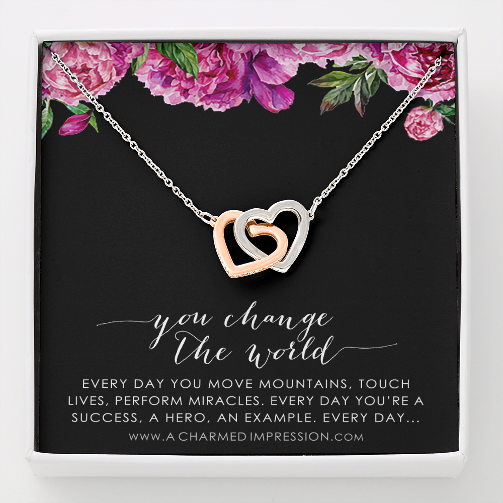 You Change the World, Nurse Appreciation Gift Necklace, Nurse Graduation, Nurse Week Jewelry, Practitioner, Nurse Retirement, Nurse Jewelry