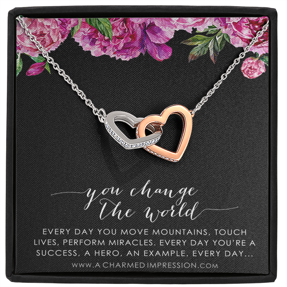 You Change the World, Nurse Appreciation Gift Necklace, Nurse Graduation, Nurse Week Jewelry, Practitioner, Nurse Retirement, Nurse Jewelry