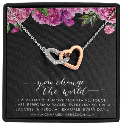 You Change the World, Nurse Appreciation Gift Necklace, Nurse Graduation, Nurse Week Jewelry, Practitioner, Nurse Retirement, Nurse Jewelry