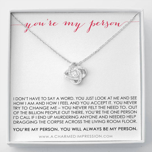 You Are My Person Gift, Best Friend Gift, You're My Person Necklace, Greys Anatomy Quote, Bestie Gift, BFF Gift