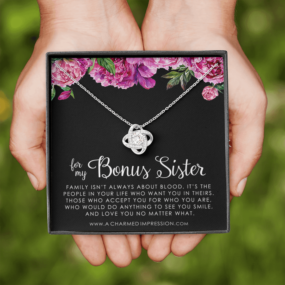 Bonus Sister Gift Necklace, Sister-In-Law Gift, Jewelry For Sister in Law, Step Sister Gift, Soul Sister, Best Friend - Love Knot Necklace