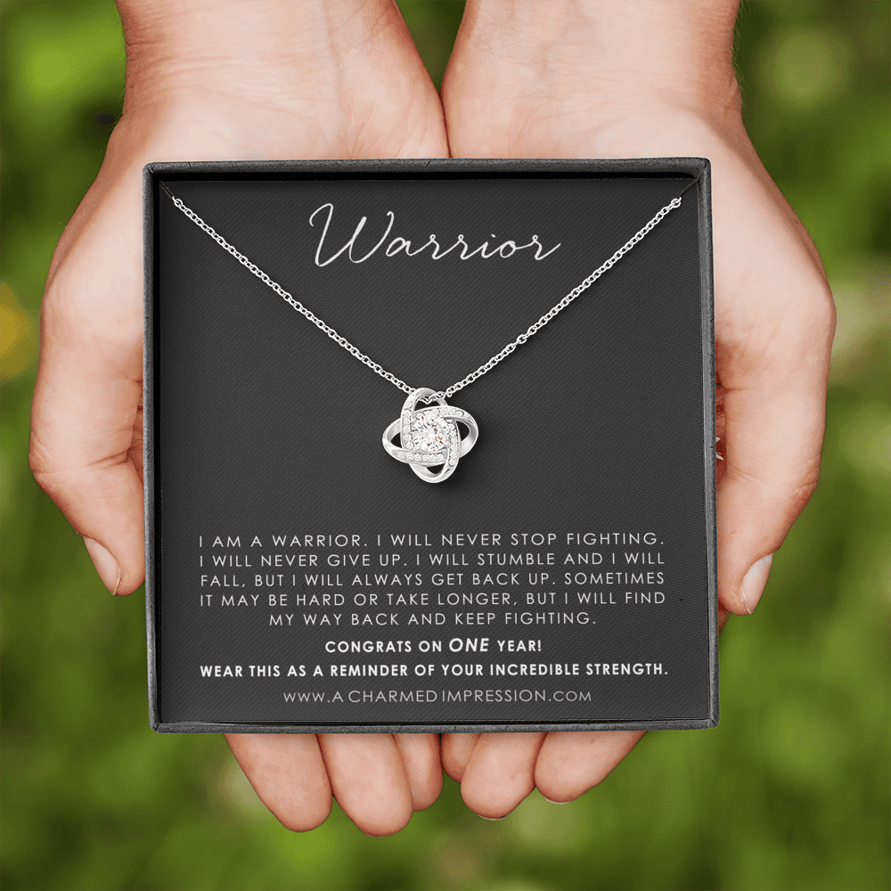 Addiction Recovery Gift, Warrior Necklace, Fighter Jewelry, NA, AA Gifts Women, Sobriety Anniversary, Sober Birthday