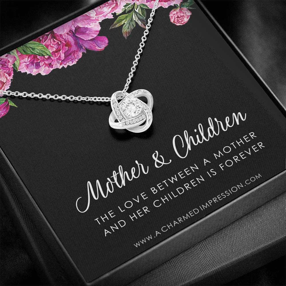Mother and Children Necklace, Gifts for Mom Jewelry, Family Necklace, Mother Daughter Necklace, Mother's Day Birthday, Love Knot