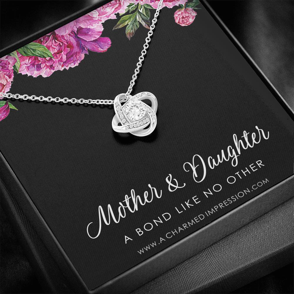 Gifts for Mom - Mother and Daughter Necklace - Girl Mom Gift - Love Knot Charm - Endless Love Jewelry - Adjustable Length