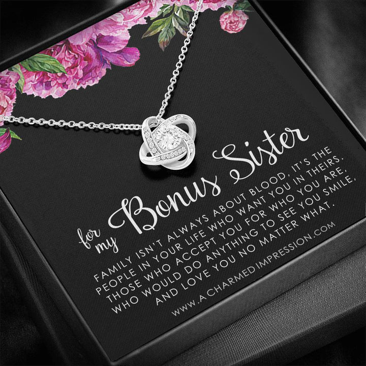 Bonus Sister Gift Necklace Sister In Law Gift Jewelry For Sister in Law Step Sister Gift Soul Sister Best Friend Love Knot Necklace