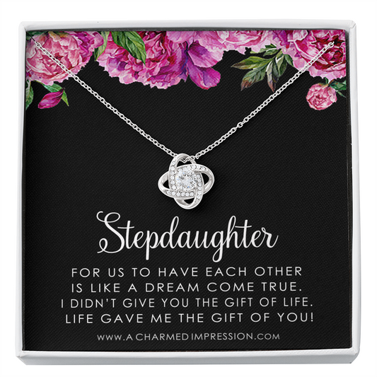 Stepdaughter Gifts from Stepmom Stepdad, Birthday Gifts for Daughter from Mom Dad, Stepdaughter Necklace, Unbiological Daughter Gift