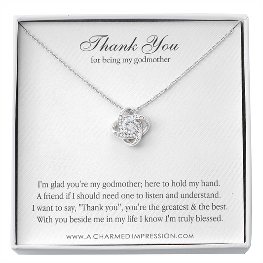 Godmother & Godchild Necklace, Gift for Godmother from Godchild, Godmother Gift, Jewelry for Godmother, Love Knot Necklace