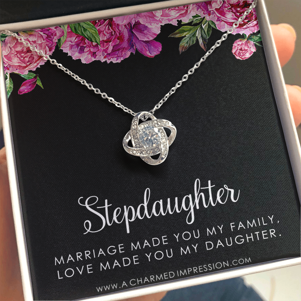 Stepdaughter Gifts from Stepmom Stepdad, Birthday Gifts for Daughter from Mom Dad, Stepdaughter Necklace, Unbiological Daughter Gift