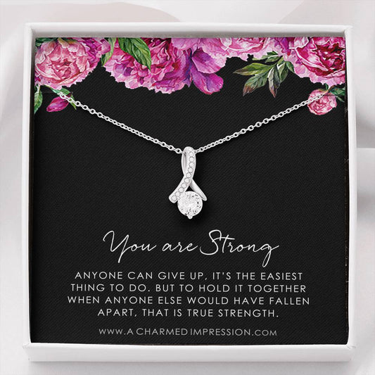 Strength Necklace, Depression, Mental Health, Cancer Survivor Necklace, Breast Cancer Survivor, Infertility Miscarry Gift, Fertility Wish