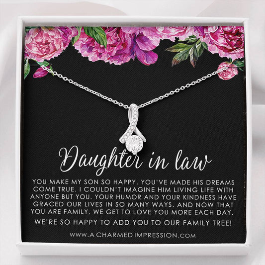 Daughter-In-Law Gift Necklace: Wedding Gift, Jewelry From Mother-In Law, Gift for Bride, Love Knot Necklace 14k White Gold