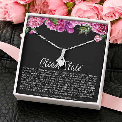 New Beginnings Gift for Her, Clean Slate, New Beginnings Necklace, Breakup Gift Necklace, Blank Slate, in 14K White Gold