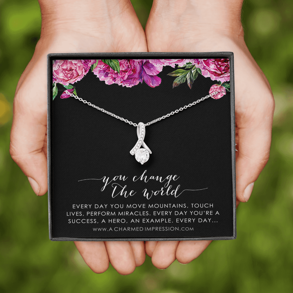 You Change the World, Nurse Appreciation Gift Necklace, Nurse Graduation, Nurse Week Jewelry, Practitioner, Nurse Retirement, Nurse Jewelry