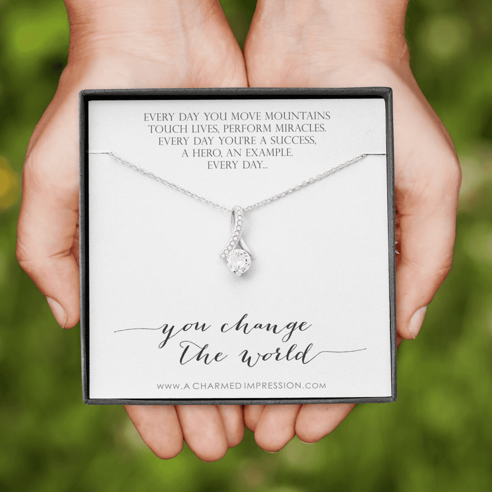 You Change the World, Nurse Appreciation Gift Necklace, Nurse Graduation, Nurse Week Jewelry, Practitioner, Nurse Retirement, Nurse Jewelry