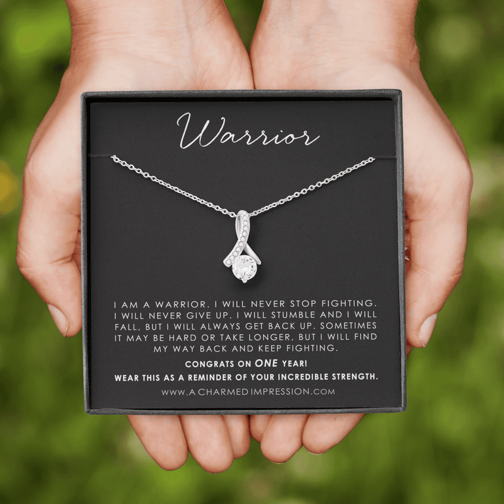 Addiction Recovery Gift, Warrior Necklace, Fighter Jewelry, NA, AA Gifts Women, Sobriety Anniversary, Sober Birthday