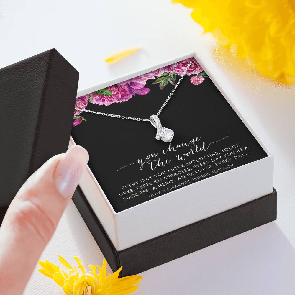 You Change the World, Nurse Appreciation Gift Necklace, Nurse Graduation, Nurse Week Jewelry, Practitioner, Nurse Retirement, Nurse Jewelry
