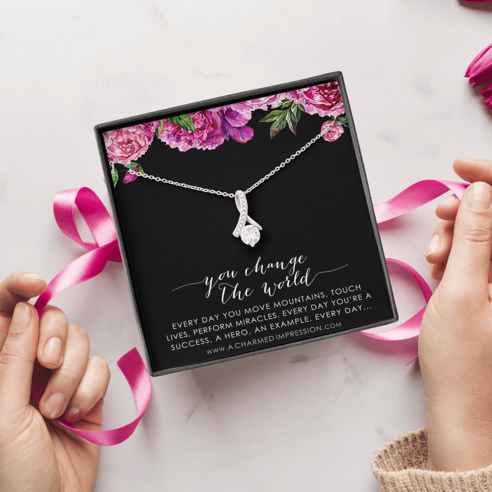 You Change the World, Nurse Appreciation Gift Necklace, Nurse Graduation, Nurse Week Jewelry, Practitioner, Nurse Retirement, Nurse Jewelry