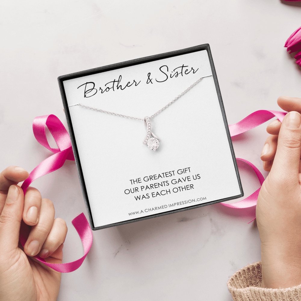 Sister Gift From Brother, Necklace For Little Sister, Interlocking Heart Necklace For Sister, Sister & Brother Necklace, Sister's Gift