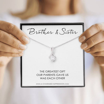 Sister Gift From Brother, Necklace For Little Sister, Interlocking Heart Necklace For Sister, Sister & Brother Necklace, Sister's Gift